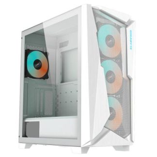 GABINETE GIGABYTE C301 GLASS CON VENTANA MIDI-TOWER ATX-E-ATX-MICRO-ATX-MINI-ITX USB 3.0-USB-C SIN FUENTE 4 VENTILADORES INSTALADOS ARGB BLANCO