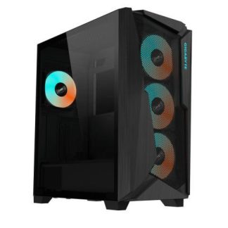 GABINETE GIGABYTE C301 GLASS CON VENTANA MIDI-TOWER ATX-E-ATX-MICRO-ATX-MINI-ITX USB 3.0-USB-C SIN FUENTE 4 VENTILADORES INSTALADOS ARGB NEGRO
