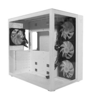 GABINETE NACEB WHITE NOVA CON VENTANA MIDI-TOWER ATX-MICRO-ATX-MINI-ATX USB 3.0 SIN FUENTE 4 VENTILADORES RGB INSTALADOS BLANCO