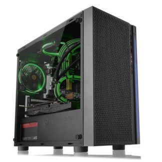 GABINETE THERMALTAKE VERSA H18 CON VENTANA DE VIDRIO TEMPLADO MICRO-TOWER MICRO-ATX-MINI-ITX USB 3.0 SIN FUENTE NEGRO