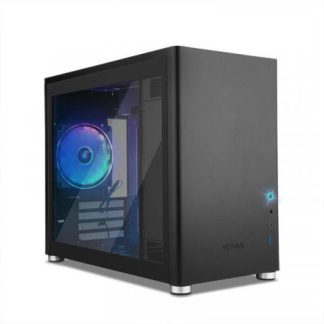 GABINETE YEYIAN HUSSAR CON VENTANA MINI TOWER MICRO-ATX-MINI-ITX USB 3.2 SIN FUENTE 1 VENTILADOR INSTALADO NEGRO