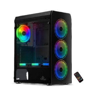 GABINETE YEYIAN KRYPTON CON VENTANA MIDI TOWER ATX-MICRO-ATX USB 3.0 SIN FUENTE 3 VENTILADORES INSTALADOS ARGB NEGRO