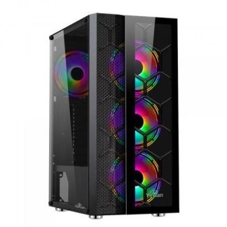 GABINETE YEYIAN RAPTURE 2500 MIDI TOWER ATX-MICRO ATX-MINI-ATX USB 2.0-3.0 SIN FUENTE 3 VENTILADORES ARGB INSTALADOS NEGRO