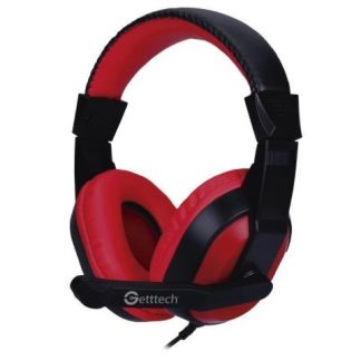 GETTTECH DIADEMA CON MICROFONO COLOR NEGRO ROJO CONECTOR STEREO DE 3.5MM SENSIBILIDAD EFICIENTE DE GRAN DURABILIDAD MOD. GH2100