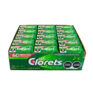 GOMA DE MASCAR CLORET'S PAQUETE CON 60 CAJITAS DE 2 PIEZAS