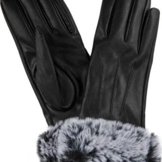 GUANTES PARA DAMA UNITALLA PU TOUCHSCREEN PELO SINTETICO NEGRO HOLLY LAND