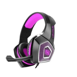 HEADSET GAMING OVEREAR NBHG DRAGON LED ALAMBRICO DIADEMA FLEXIBLE CON VIBRACION MICROFONO 3.5MM USB PC CONSOLAS CELULAR C-ADAPTADOR FUCSIA