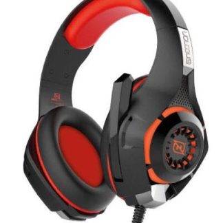 HEADSET GAMING OVEREAR NBHG VIPER LED ALAMBRICO DIADEMA FLEXIBLE MICROFONO 3.5MM USB PC CONSOLAS CELULAR INC ADAPTADOR MEGABASS ROJO