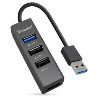 HUB BROBOTIX 1 PUERTO USB-A 3.0 - 3 PUERTOS USB-A NEGRO 263021