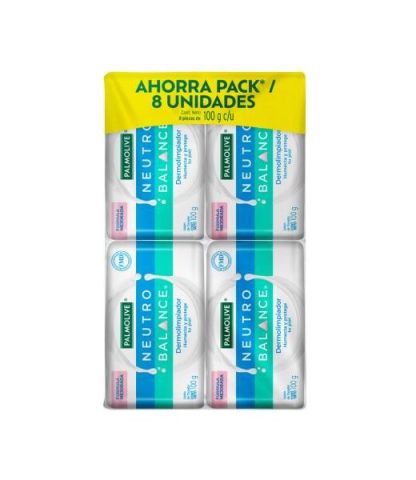 JABON DE TOCADOR PALMOLIVE NEUTRO BALANCE DERMOLIMPIADOR 8 PZAS DE 100 G