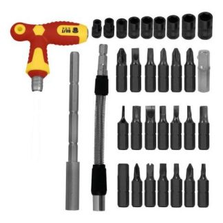 JUEGO DE DADOS DESARMADOR KIT 34 EN 1 MATRACA REVERSIBLE