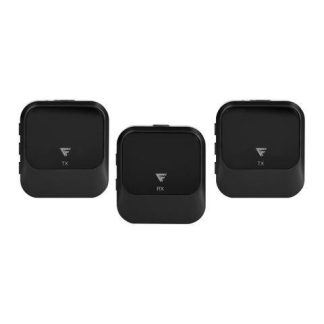 KIT 2 MICROFONOS LAVALIER GAME FACTOR MCL650 USB C 2.4GHZ ULTRA BAJA LAT CANC DE RUIDO NEGRO