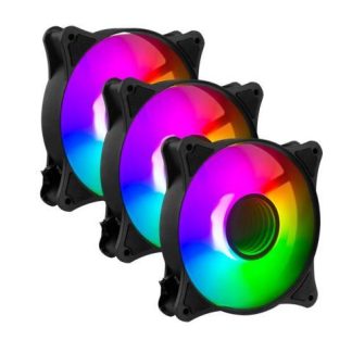 KIT 3 VENTILADORES DE 120MM ARGB BALAM RUSH EOLOX BLAZE EX90K VELOCIDAD 1500 RPM FLUJO DE AIRE 35.37