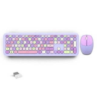 KIT DE TECLADO Y MOUSE ACTECK CREATOR CHIC COLORS MK475 INALAMBRICO USB MORADO