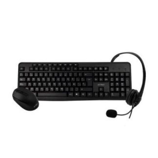 KIT DE TECLADO Y MOUSE ACTECK KT30 ALAMBRICO-INALAMBRICO USB NEGRO (ESPANOL) + AUDIFONOS