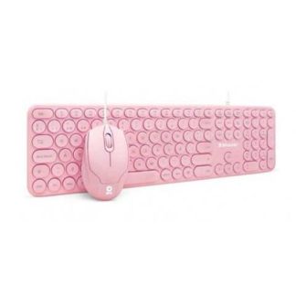 KIT DE TECLADO Y MOUSE BROBOTIX 6001196 ALAMBRICO USB ROSA (ESPANOL)