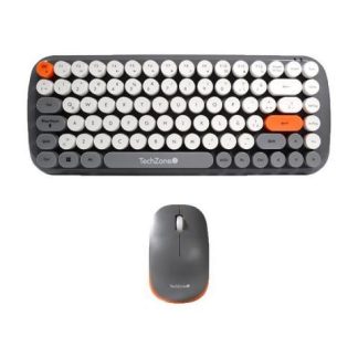 KIT DE TECLADO Y MOUSE TECHZONE TZ20COMB01-INA INALAMBRICO USB GRIS-NARANJA-BLANCO (INGLES)
