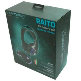 KIT GAMER DE AUDIFONOS Y MOUSE VORTRED RAITO ALAMBRICO 3.5MM USB NEGRO
