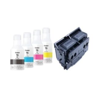 KIT TANQUE DE TINTA CANON GI-16 NEGRO-CIAN-MAGENTA-AMARILLO 70ML - INCLUYE CABEZAL PH-S PARA MAXIFY