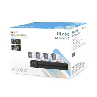 KIT TURBOHD 1080P - DVR 4 CANALES - 4 CAMARAS BALA COLORVU CON MICROFONO INTEGRADO - FUENTE DE PODER - ACCESORIOS DE INSTALACION