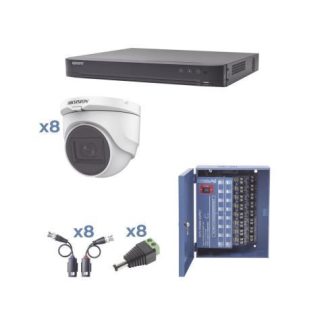 KIT TURBOHD 1080P - DVR 8 CANALES - 8 CAMARAS TURRET (EXTERIOR 2.8 MM) - CONECTORES - TRANSCEPTORES - FUENTE DE PODER