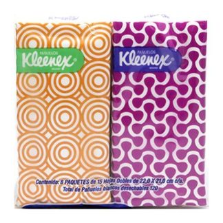 KLEENEX PAÑUELOS FACIALES PAQUETE CON 8 SOBRES DE 15 PAÑUELOS
