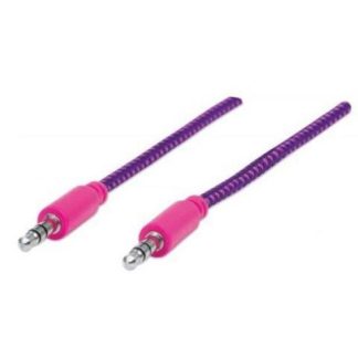 MANHATTAN 3.5MM MACHO - 3.5MM MACHO CON RECUBRIMIENTO TEXTIL 1.8 METROS MORADO-ROSA