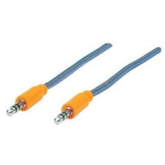 MANHATTAN 3.5MM MACHO - 3.5MM MACHO CON RECUBRIMIENTO TEXTIL 1 METRO AZUL-NARANJA