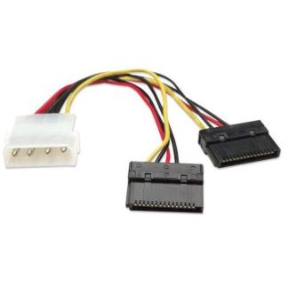 MANHATTAN CABLE 2X SATA 15-PIN MACHO - MOLEX (4-PIN) MACHO 15CM