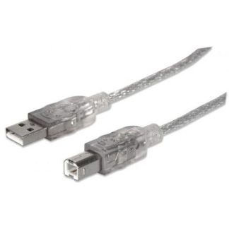 MANHATTAN CABLE DE ALTA VELOCIDAD USB 2.0 USB A MACHO - USB B MACHO 3 METROS PLATA