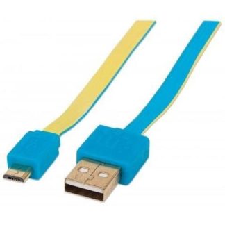 MANHATTAN CABLE PLANO USB 2.0 A MACHO - MICRO USB 2.0 B MACHO 1.8 METROS AZUL-AMARILLO