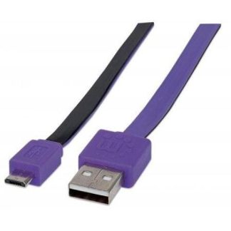 MANHATTAN CABLE PLANO USB 2.0 A MACHO - MICRO USB 2.0 B MACHO 1 METRO NEGRO-MORADO