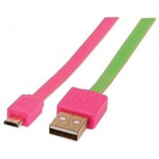 MANHATTAN CABLE PLANO USB 2.0 A MACHO - MICRO USB 2.0 B MACHO 1 METRO ROSA-VERDE