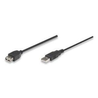 MANHATTAN CABLE USB 2.0 A MACHO - USB 2.0 A HEMBRA 1.8 METROS NEGRO