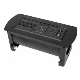 MANHATTAN CAJA PARA MESA 164832 2 PUERTOS + 2X USB NEGRO