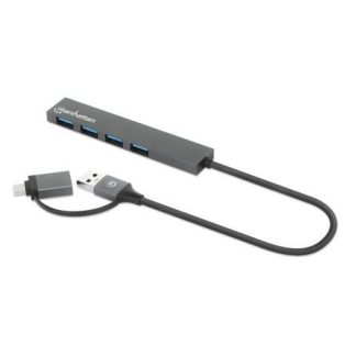 MANHATTAN HUB USB C-A - 4X USB A 3.2 GRIS
