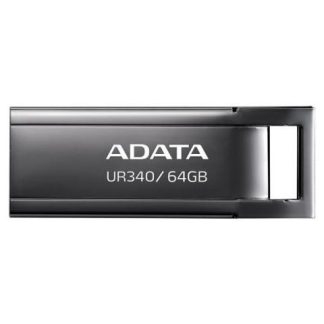 MEMORIA USB DE 64GB UR340 3.2 GEN 1 (RETROCOMPATIBLE 3.0 Y 2.0) DISENO ELEGANTE SIN TAPA. COLOR METALICO NEGRO. AROYUR34064GBK