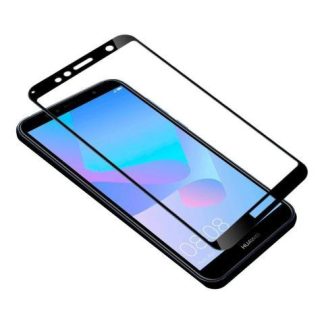 MICA CRISTAL TEMPLADO 5D COMPATIBLE CON HUAWEI Y6 2018 NEGRO