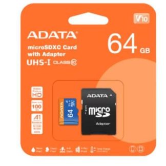 MICRO SD ADATA AUSDX64GUICL10A1RA1 64 GB 100 MB-S 25 MB-S NEGRO CLASE 10
