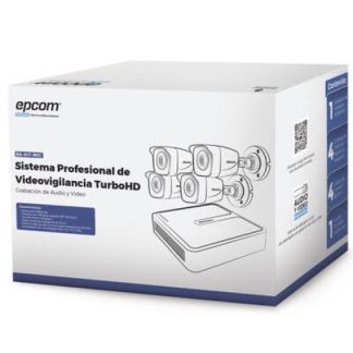 (MICROFONO INTEGRADO) KIT TURBOHD 1080P LITE - DVR 4 CANALES - AUDIO POR COAXITRON - 4 CAMARAS BALA