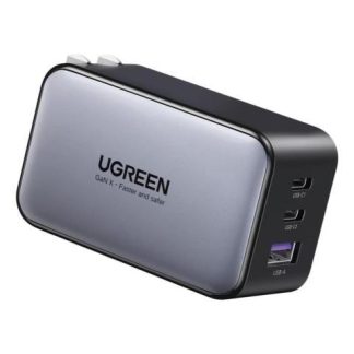 MINI CARGADOR UGREEN 65 W CARGA RAPIDA USB A + 2 USB C GRIS GRIS