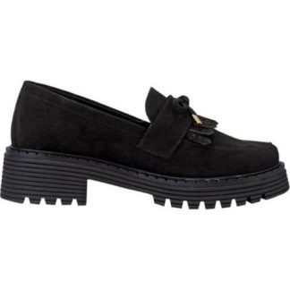 MOCASIN SUELA TRACK MOÑO Y FLECOS NEGRO VI LINE FASHION