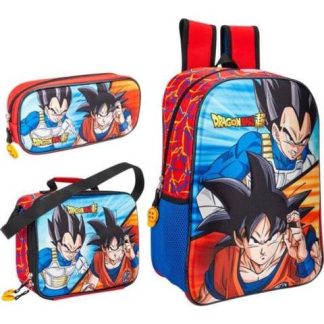 MOCHILA LAPICERA Y LONCHERA          KI KIT ESCOLAR AZUL DRAGON BALL Z