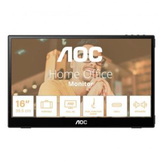 MONITOR PORTATIL AOC 16T3E LED 15.6 FULL HD BOCINAS INTEGRADAS (2 X 1W) NEGRO