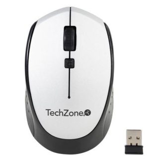 MOUSE ERGONOMICO TECHZONE OPTICO TZ19MOU01-INA INALAMBRICO USB 1600DPI NEGRO-PLATA