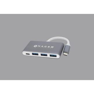 NACEB HUB USB-C MACHO - 3X USB-A HEMBRA 1X USB-C HEMBRA PLATA