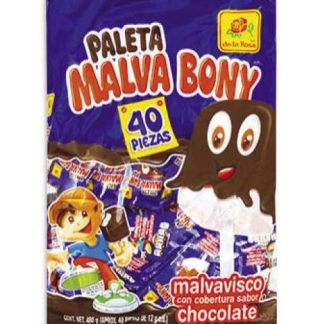 PALETA MALVABONY CON CHOCOLATE DE LA ROSA PAQUETE CON 40 PIEZAS