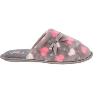 PANTUFLA DE PELUCHE CORAZONES GRIS SHOSH CONFORT
