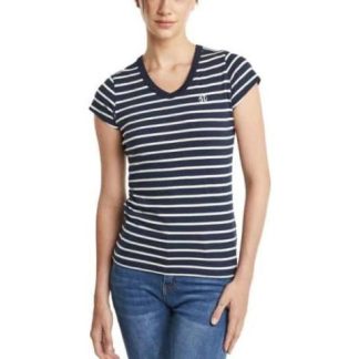 PLAYERA BASICA CUELLO V MANGA CORTA AZUL HOLLY LAND