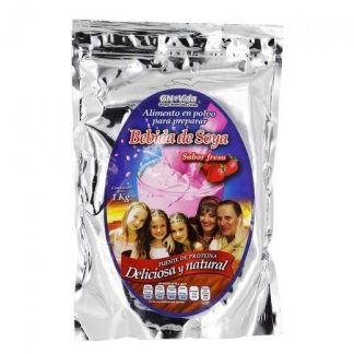 POLVO PARA PREPARAR BEBIDA DE SOYA SABOR FRESA 1KG. DELICIOSA Y N GN+VIDA